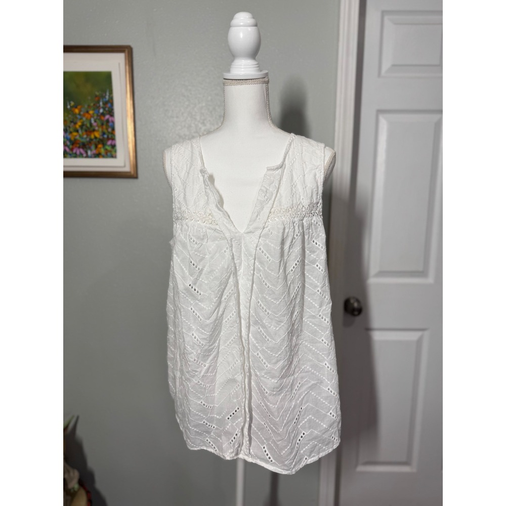 Sonoma Lifestyle White Eyelet Lace Sleeveless Top XL